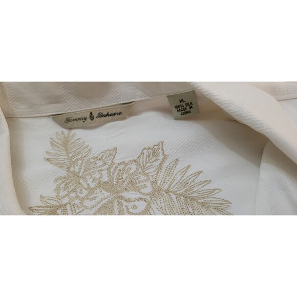 Tommy Bahama Hawaiian Camp Shirt Size XL Men White Silk Shirt Vacation Floral - Picture 6 of 16